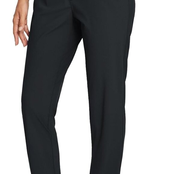 Effortless Women's Travel Pants - Lightweight Stretch Ankle Slacks Black Large